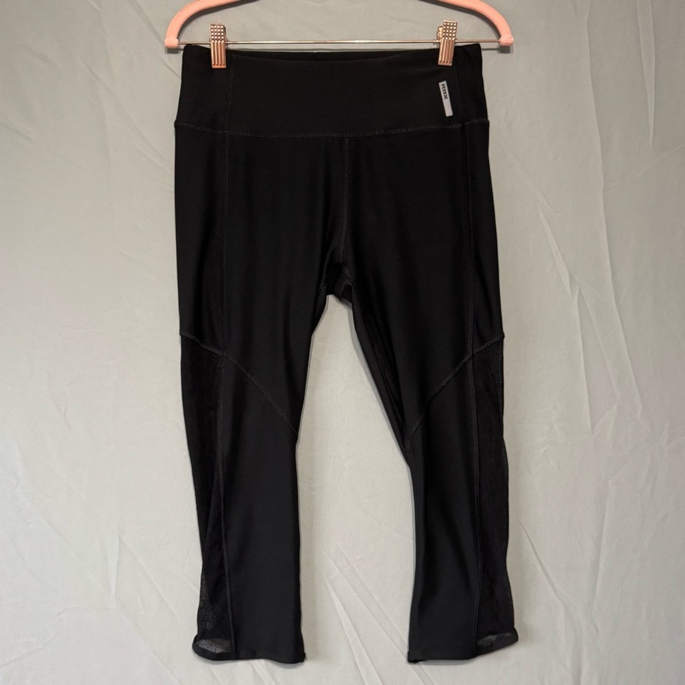 RBX Womens Cropped Leggings Size Medium Black Lace Grunge Edgy Stretch Yoga Gym
